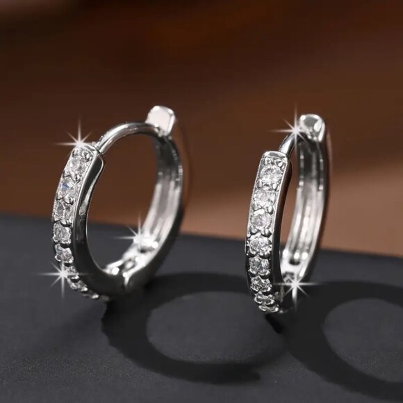 925 Sterling Silver Womens 2ct Diamond Small Hoop Earrings Ladies Hoops Jewelry